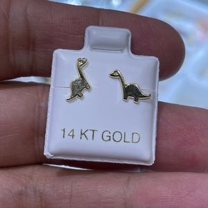 Solid Gold 14Karat Dinosaur  Stud